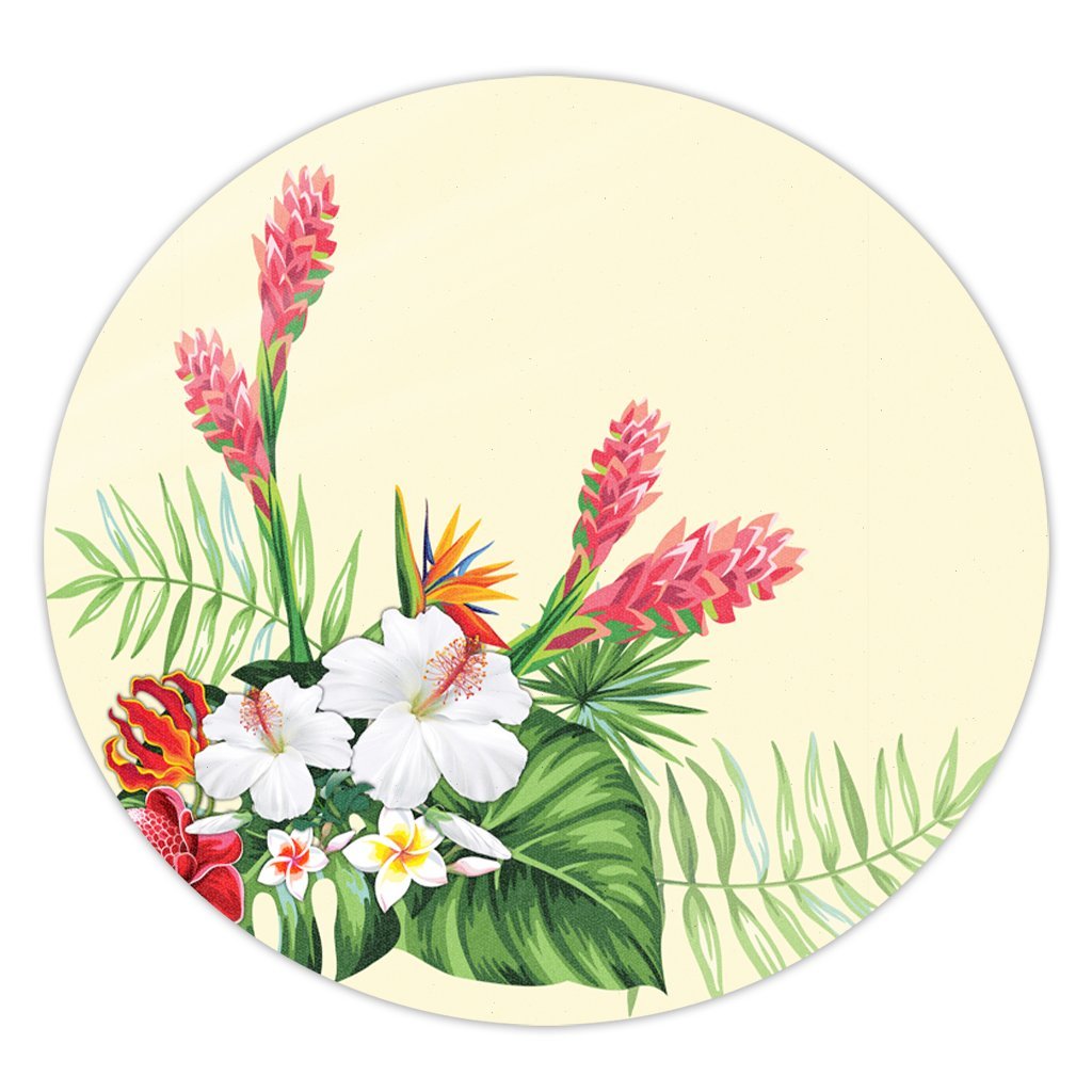 Hawaiian Tropical Wonderful Hibiscus Plumeria Strelitzia Round Carpet - AH Round Carpet Luxurious Plush - Polynesian Pride