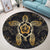 Hawaiian Turtle And Hibiscus Polynesian Round Carpet Gold - AH - Polynesian Pride