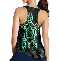 Hawaiian Turtle And Hibiscus Polynesian Racerback Tank Green - AH - Polynesian Pride
