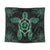 Hawaiian Turtle And Hibiscus Polynesian Tapestry Green - AH Wall Tapestry Black - Polynesian Pride