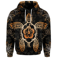 Custom Hawaiian Turtle and Hibiscus Polynesian Hoodie Orange - Polynesian Pride