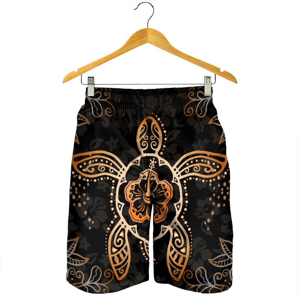 Hawaiian Turtle And Hibiscus Polynesian Men's Shorts Orange - AH - Polynesian Pride