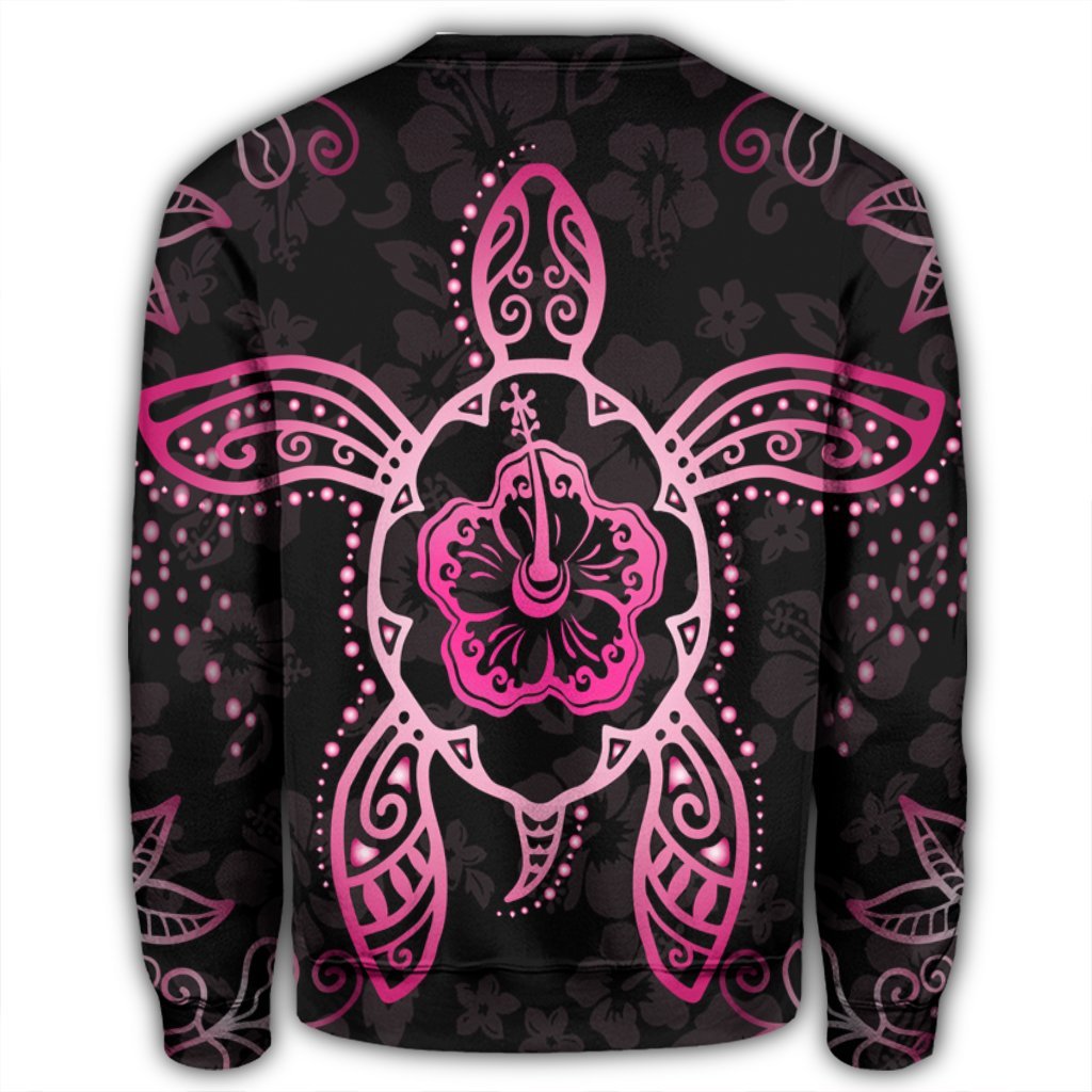Hawaiian Turtle And Hibiscus Polynesian Sweatshirt Pink - AH - Polynesian Pride