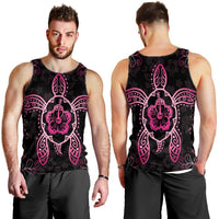 Hawaiian Turtle And Hibiscus Polynesian Tank Top Pink - AH - Polynesian Pride
