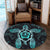 Hawaiian Turtle And Hibiscus Polynesian Round Carpet Turquoise - AH - Polynesian Pride