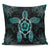 Hawaiian Turtle And Hibiscus Polynesian Pillow Covers Turquoise - AH Pillow Covers Black - Polynesian Pride