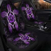 Hawaiian Turtle And Hibiscus Polynesian Car Seat Covers Violet - AH - Polynesian Pride