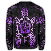 Hawaiian Turtle And Hibiscus Polynesian Sweatshirt Violet - AH - Polynesian Pride