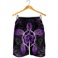 Hawaiian Turtle And Hibiscus Polynesian Men's Shorts Violet - AH - Polynesian Pride