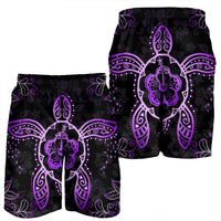 Hawaiian Turtle And Hibiscus Polynesian Men's Shorts Violet - AH - Polynesian Pride