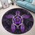 Hawaiian Turtle And Hibiscus Polynesian Round Carpet Violet - AH - Polynesian Pride