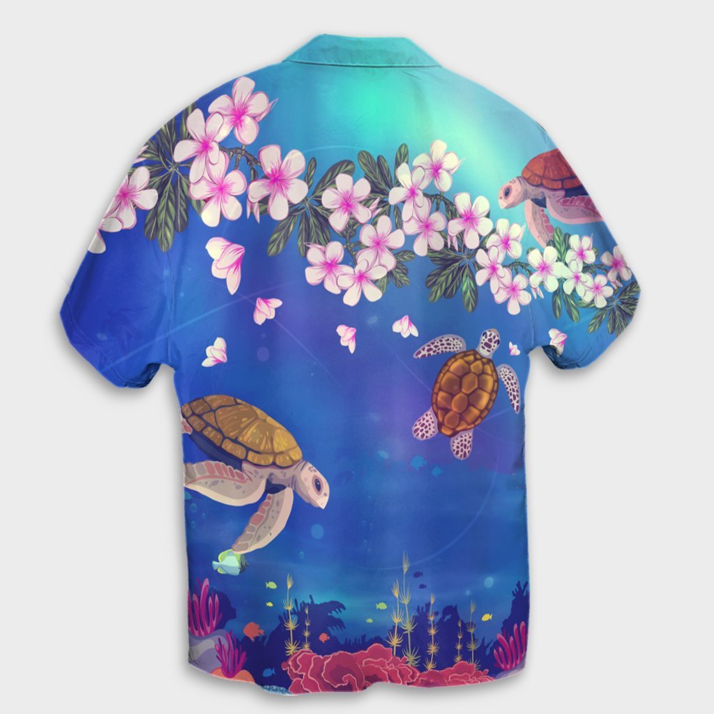 Hawaiian Turtle And Plumeria Pattern Polynesian Hawaiian Shirt - AH - Polynesian Pride
