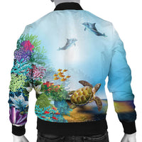 Hawaiian Turtle Dolphin In The Ocean Polynesian Bomber Jacket - AH - Polynesian Pride