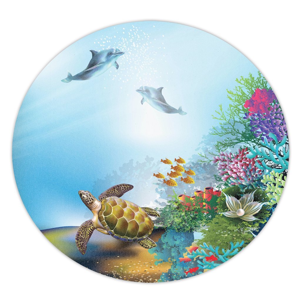 Hawaiian Turtle Dolphin In The Ocean Polynesian Round Carpet - AH Round Carpet Luxurious Plush - Polynesian Pride