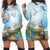 Hawaiian Turtle Dolphin In The Ocean Polynesian Hoodie Dress - AH Black - Polynesian Pride