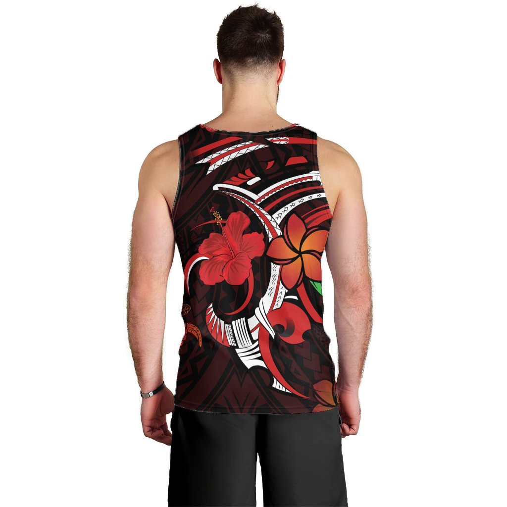 Hawaiian Turtle Hibiscus And Plumeria Flower Polynesian Tank Top - AH - Polynesian Pride