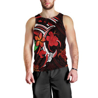 Hawaiian Turtle Hibiscus And Plumeria Flower Polynesian Tank Top - AH Black - Polynesian Pride