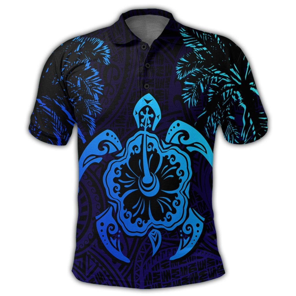 Hawaiian Turtle Hibiscus Coconut Tree Polynesian Polo Shirt - Polynesian Pride