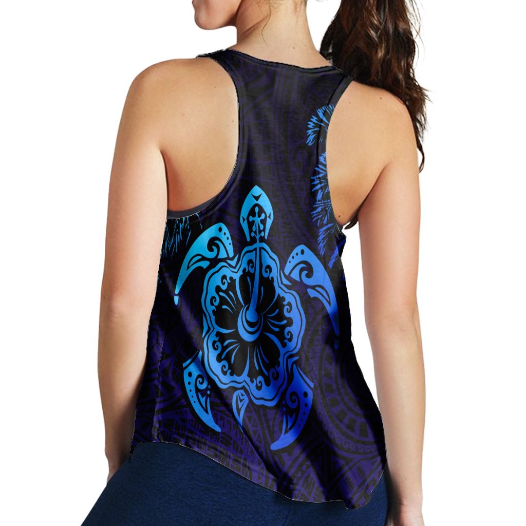 Hawaiian Turtle Hibiscus Coconut Tree Polynesian Racerback Tank AH - Polynesian Pride
