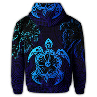 Hawaiian Turtle Hibiscus Coconut Tree Polynesian Hoodie - Polynesian Pride