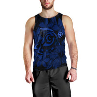 Hawaiian Turtle Hibiscus Plumeria Kanaka Polynesian Tank Top Blue - Soft Style - AH Black - Polynesian Pride
