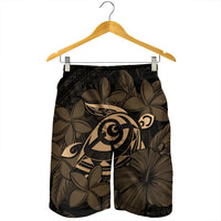 Hawaiian Turtle Hibiscus Plumeria Kanaka Polynesian Men's Shorts Gold - Soft Style - AH - Polynesian Pride