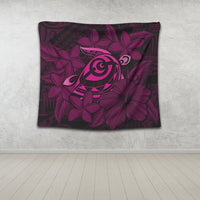 Hawaiian Turtle Hibiscus Plumeria Kanaka Polynesian Tapestry Pink - Soft Style - AH - Polynesian Pride
