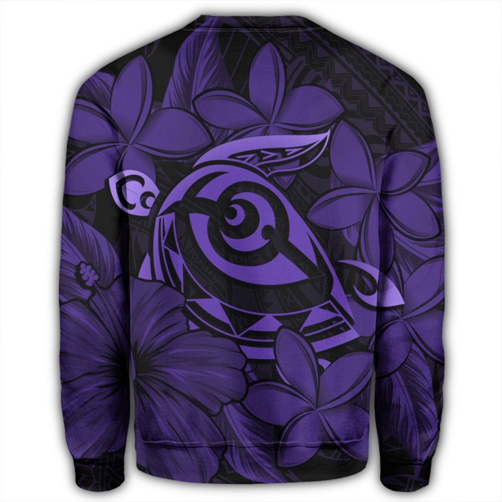 Hawaiian Turtle Hibiscus Plumeria Kanaka Polynesian Sweatshirt Purple - Soft Style - AH - Polynesian Pride