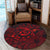 Hawaiian Turtle Hibiscus Plumeria Kanaka Polynesian Round Carpet Red - Soft Style - AH - Polynesian Pride