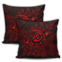 Hawaiian Turtle Hibiscus Plumeria Kanaka Polynesian Pillow Covers Red - Soft Style - AH - Polynesian Pride