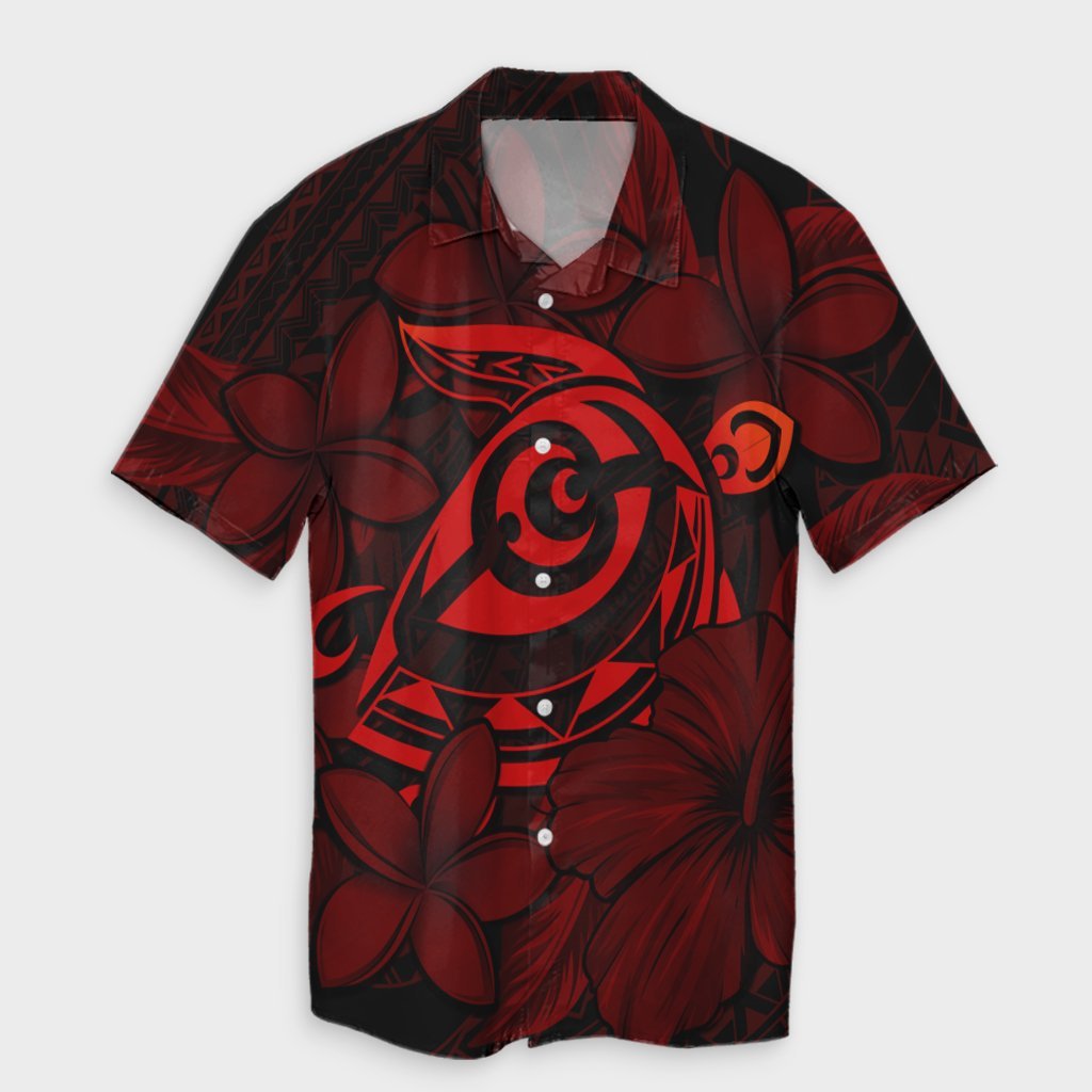 Hawaiian Turtle Hibiscus Plumeria Kanaka Polynesian Hawaiian Shirt Red - Soft Style - AH Unisex Black - Polynesian Pride