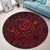 Hawaiian Turtle Hibiscus Plumeria Kanaka Polynesian Round Carpet Red - Soft Style - AH - Polynesian Pride