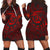 Hawaiian Turtle Hibiscus Plumeria Kanaka Polynesian Hoodie Dress Red - Soft Style - AH Black - Polynesian Pride