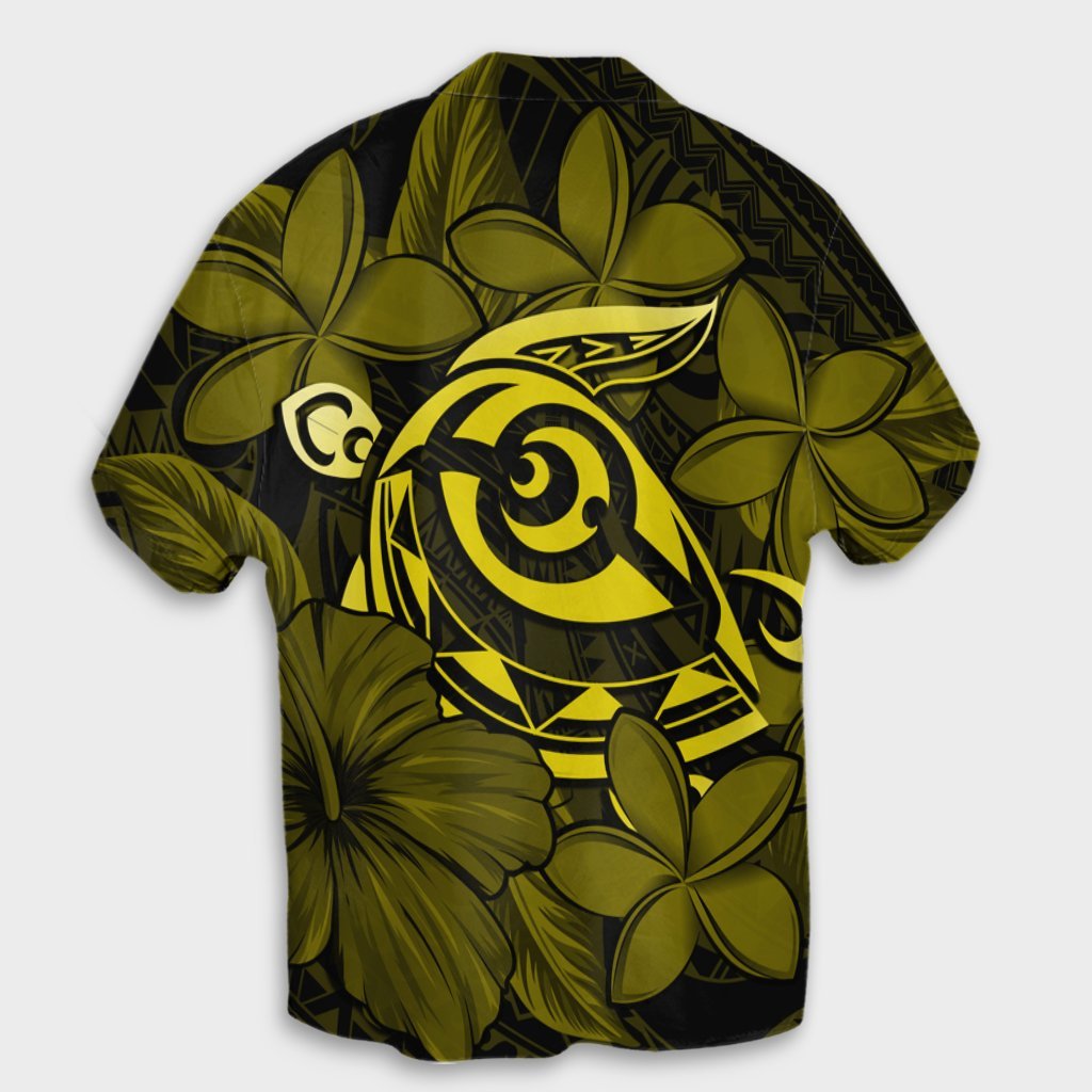 Hawaiian Turtle Hibiscus Plumeria Kanaka Polynesian Hawaiian Shirt Yellow - Soft Style - AH - Polynesian Pride