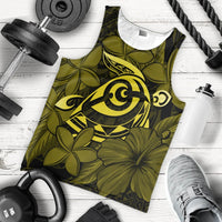 Hawaiian Turtle Hibiscus Plumeria Kanaka Polynesian Tank Top Yellow - Soft Style - AH - Polynesian Pride