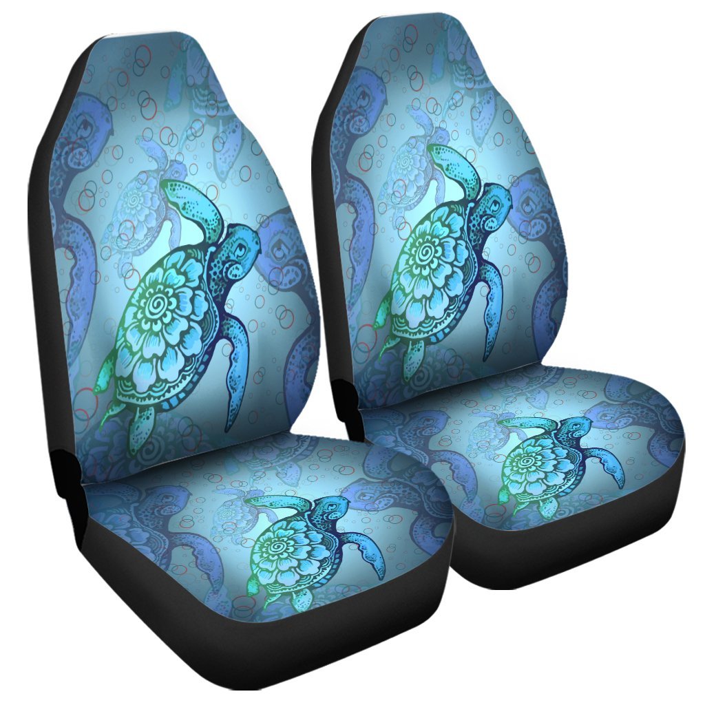 Hawaiian Turtle In The Sea Bubble Polynesian Car Seat Covers - AH Universal Fit Black - Polynesian Pride