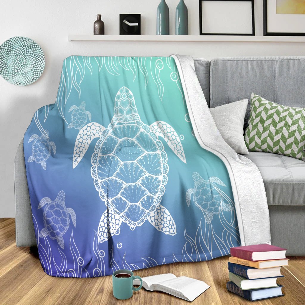 Hawaiian Turtle In The Sea Polynesian Premium Blankets - AH - Polynesian Pride