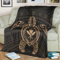 Hawaiian Turtle Kanaka Polynesian Premium Blankets - Gold - AH - Polynesian Pride