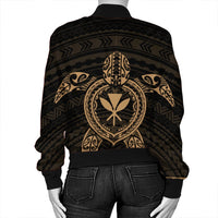 Hawaiian Turtle Kanaka Polynesian Bomber Jacket - Gold - AH - Polynesian Pride