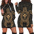 Hawaiian Turtle Kanaka Polynesian Hoodie Dress - Gold - AH Black - Polynesian Pride