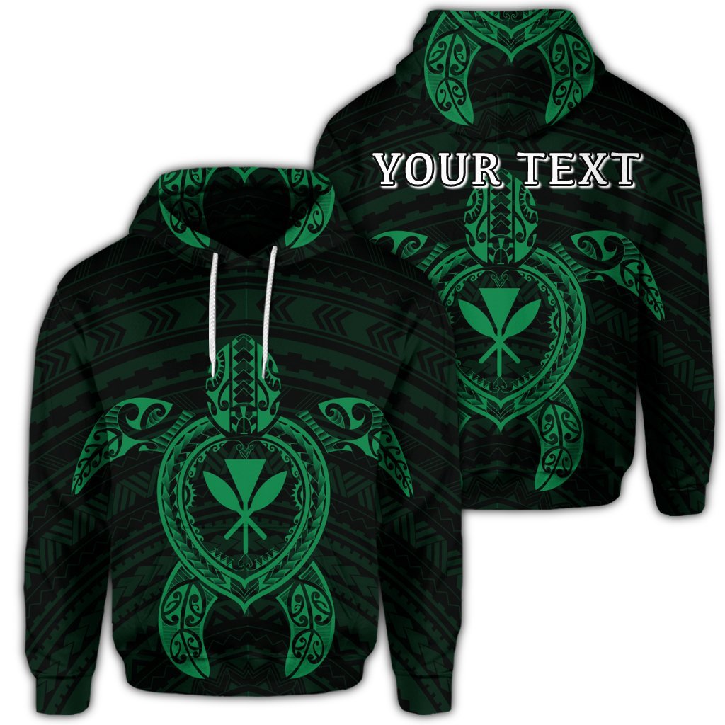 Custom Hawaiian Turtle Kanaka Polynesian Hoodie Green Unisex Art - Polynesian Pride