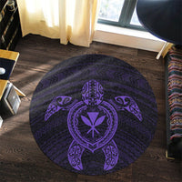 Hawaiian Turtle Kanaka Polynesian Round Carpet - Purple - AH - Polynesian Pride