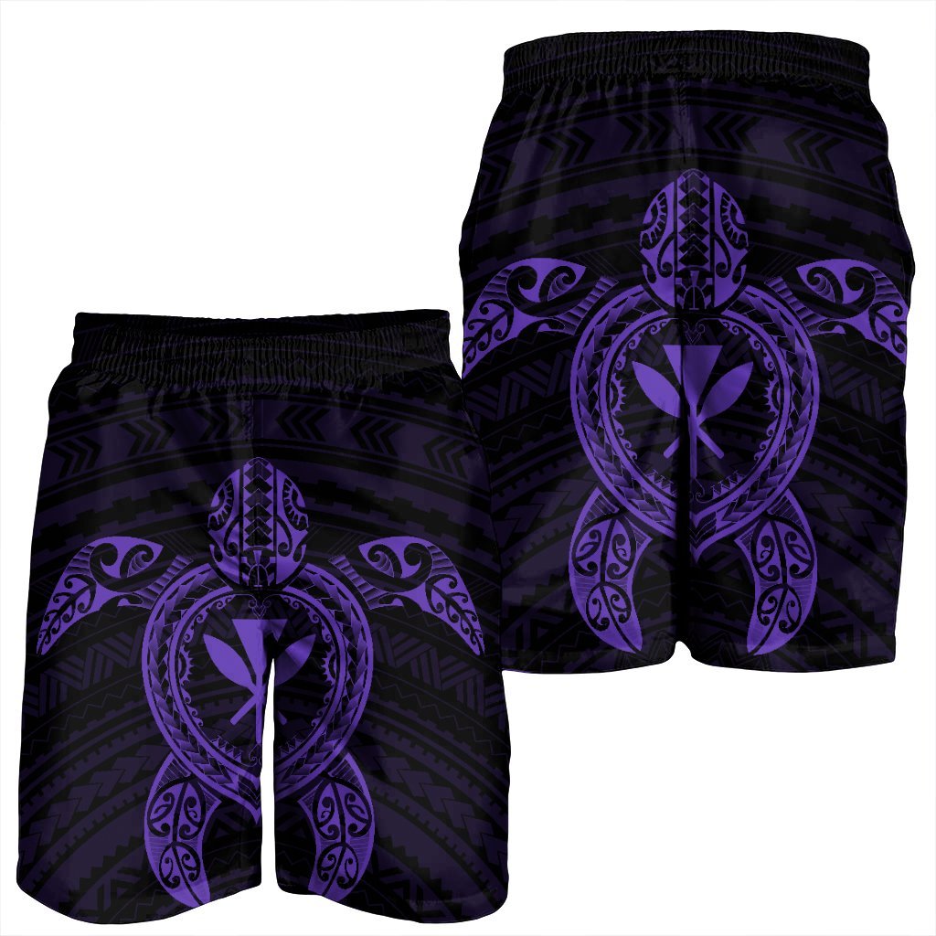 Hawaiian Turtle Kanaka Polynesian Men's Shorts - Purple - AH - Polynesian Pride