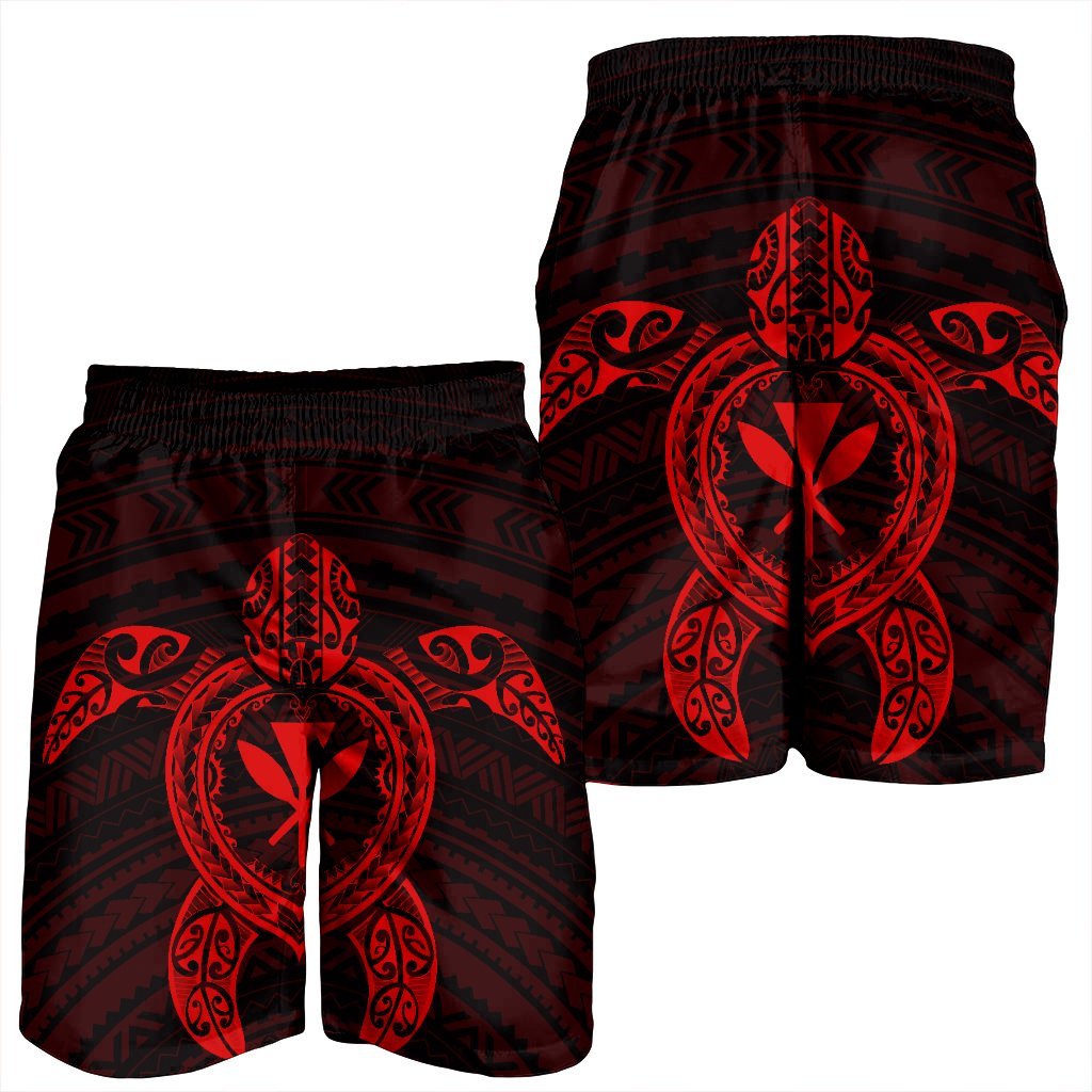 Hawaiian Turtle Kanaka Polynesian Men's Shorts - Red - AH - Polynesian Pride