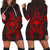 Hawaiian Turtle Kanaka Polynesian Hoodie Dress - Red - AH Black - Polynesian Pride