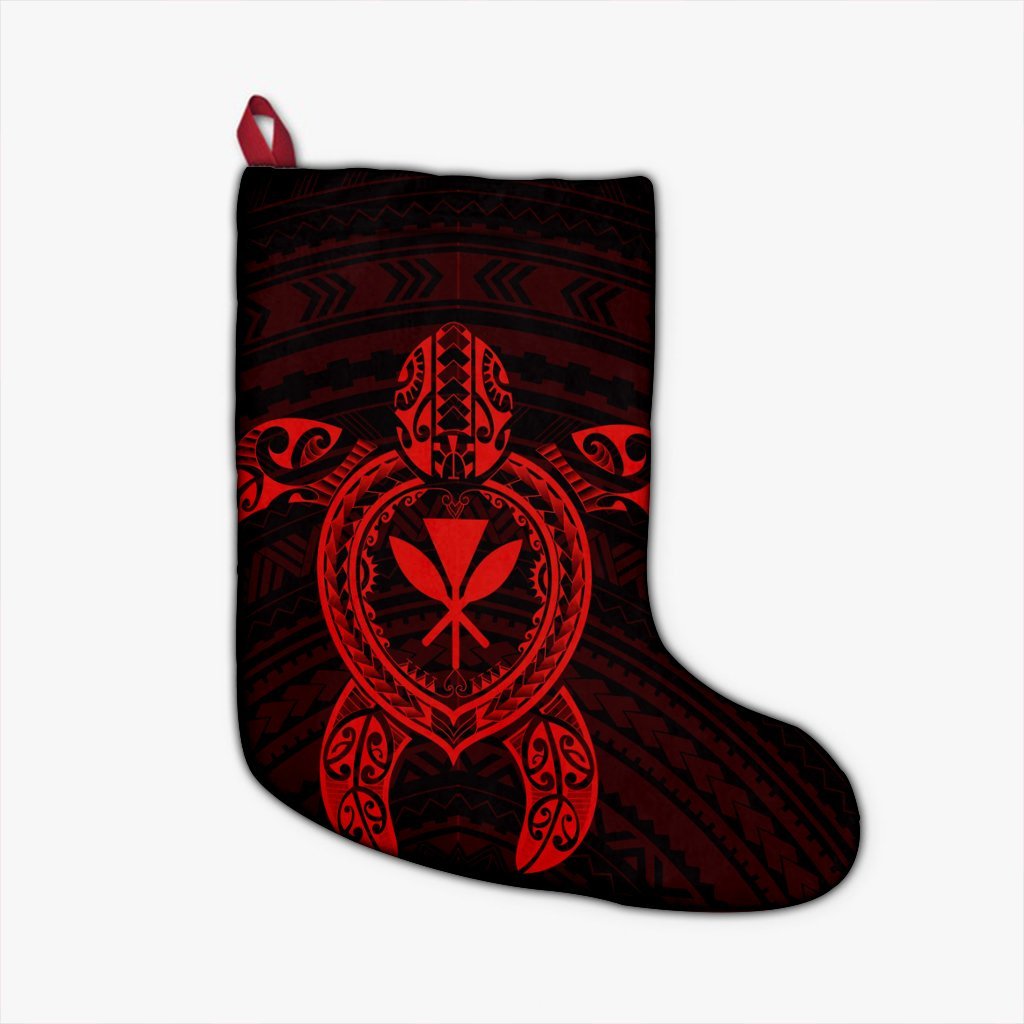 Hawaiian Turtle Kanaka Polynesian Christmas Stocking - Red - AH Christmas Stocking 26 X 42 cm Black - Polynesian Pride