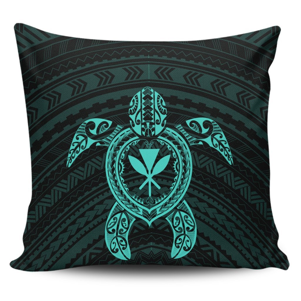 Hawaiian Turtle Kanaka Polynesian Pillow Covers - Turquoise - AH Pillow Covers Black - Polynesian Pride