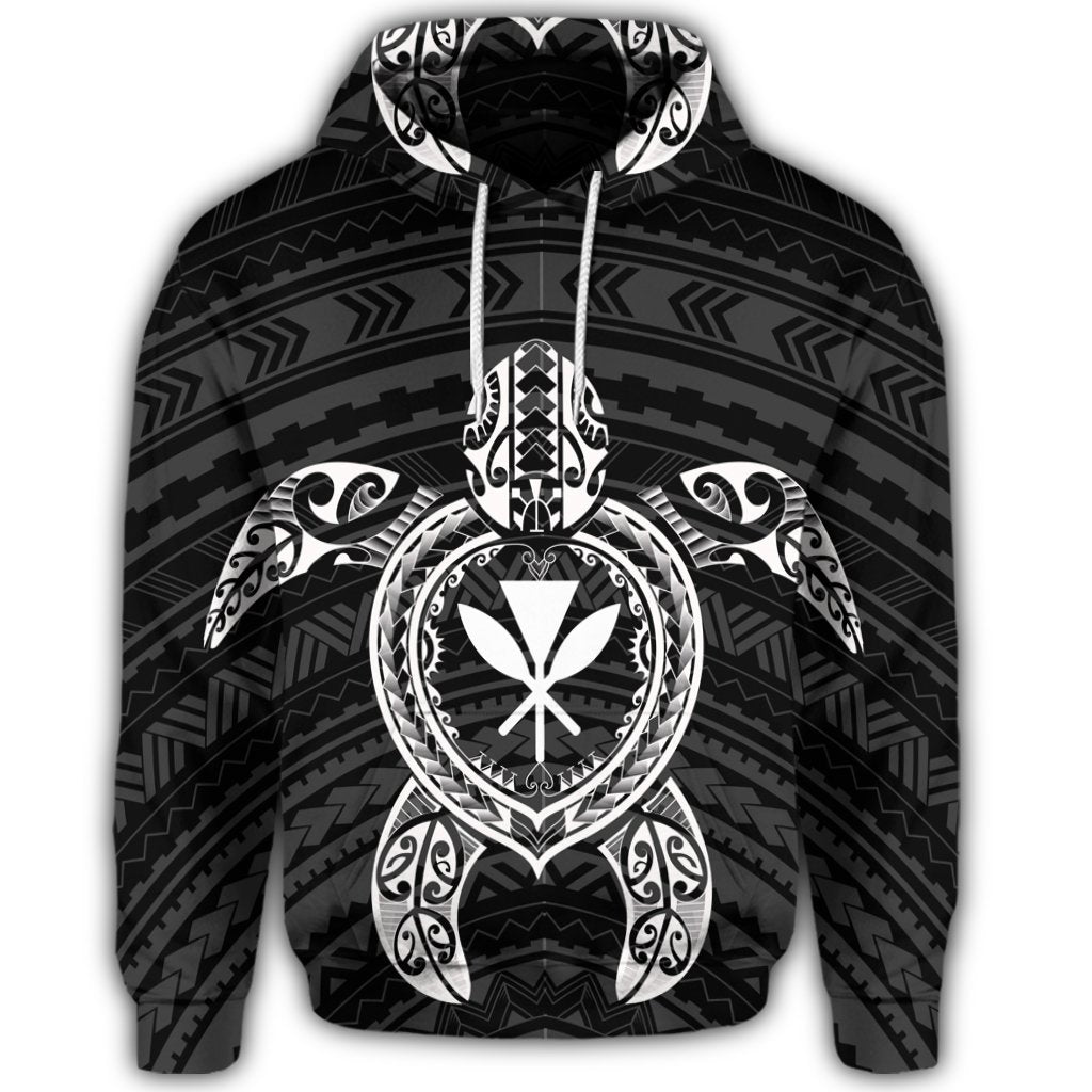 Hawaiian Turtle Kanaka Polynesian Hoodie White - Polynesian Pride