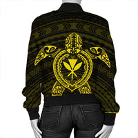 Hawaiian Turtle Kanaka Polynesian Bomber Jacket - Yellow - AH - Polynesian Pride