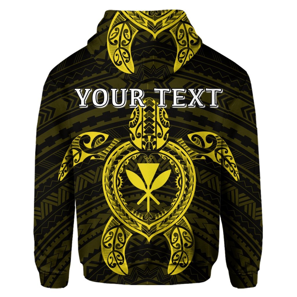 Custom Hawaiian Turtle Kanaka Polynesian Hoodie Yellow - Polynesian Pride